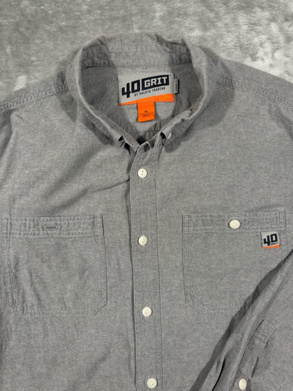 Duluth Trading 40 Grit Shirt Mens XL Gray Long Sleeve Button Down Workwear